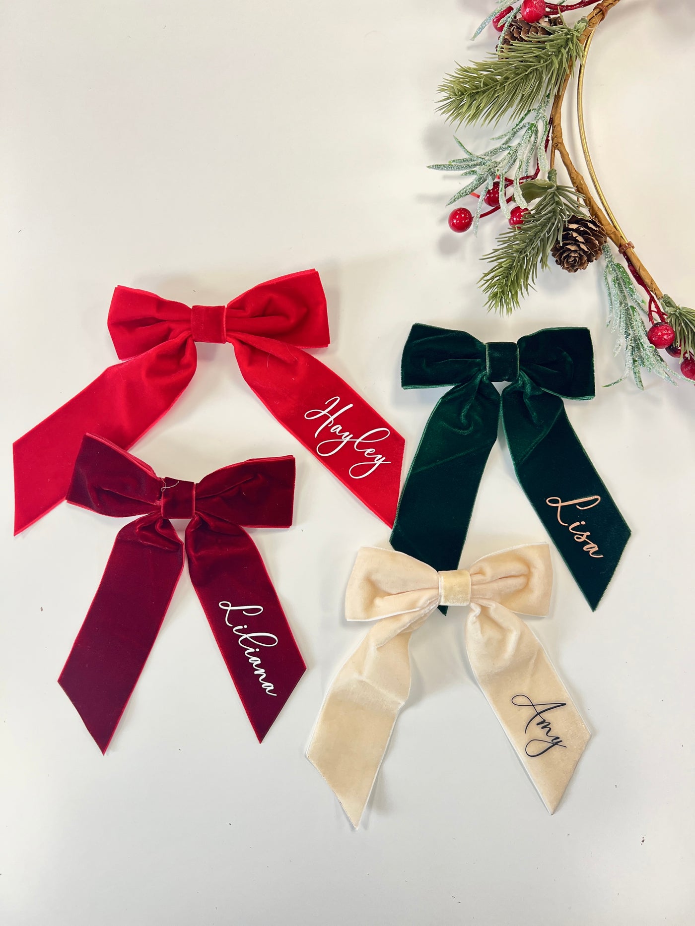 Personalised Velvet Christmas Hair Bow