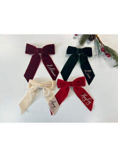 Personalised Velvet Christmas Hair Bow