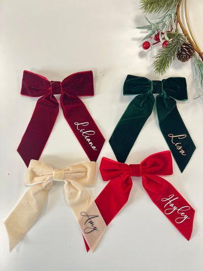 Personalised Velvet Christmas Hair Bow