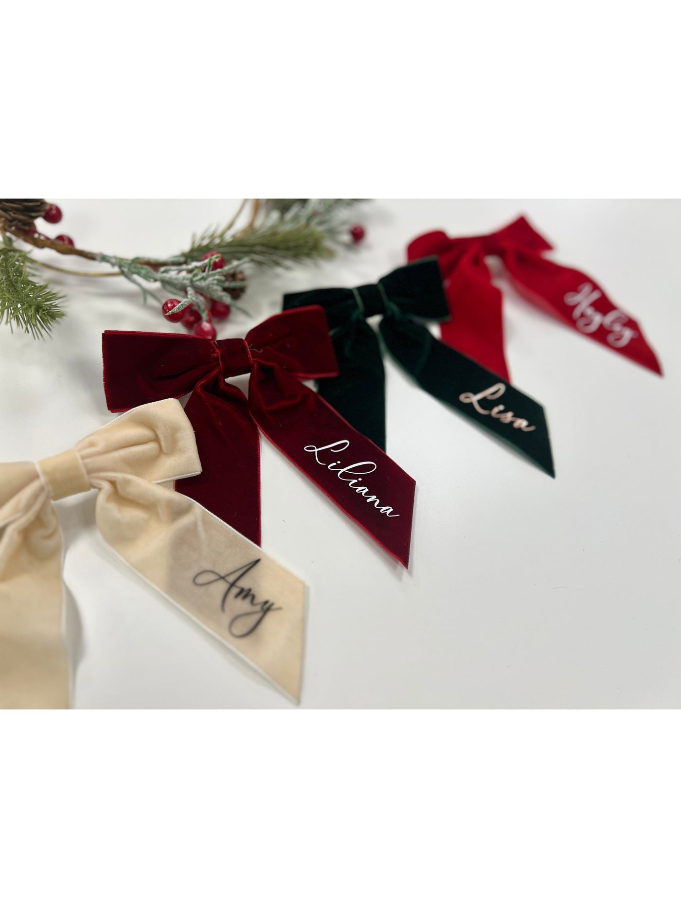 Personalised Velvet Christmas Hair Bow