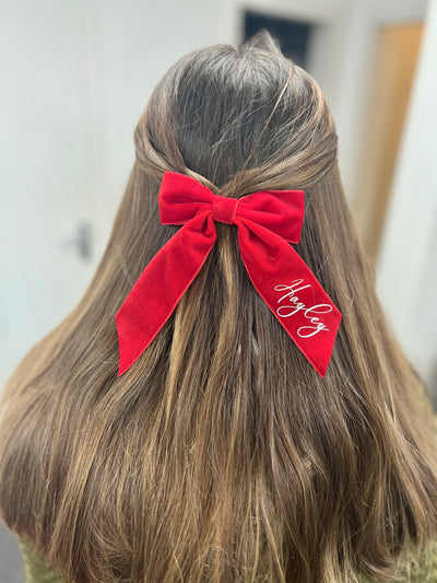 Personalised Velvet Christmas Hair Bow