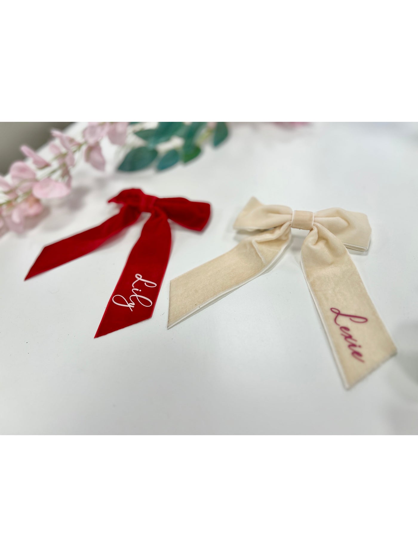 Personalised Valentines Velvet Hair Bow, Girls Valentines Day