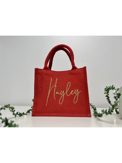 Red Personalised Tote Bag, Christmas Gift Bag