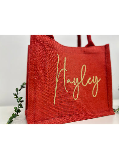 Red Personalised Tote Bag, Christmas Gift Bag