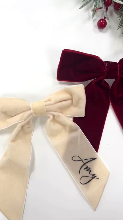 Personalised Velvet Christmas Hair Bow